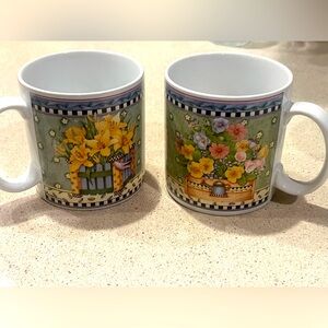 Set of 2  Sakura SPRING BOUQUET Mugs by Debbie Mumm ~ Vintage 1999